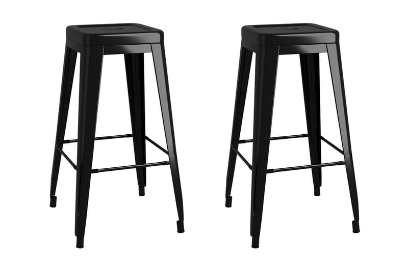 Barstolar 2 st stapelbara metall svart - Svart - Möbler - Stolar & fåtöljer - Barstol & barpall