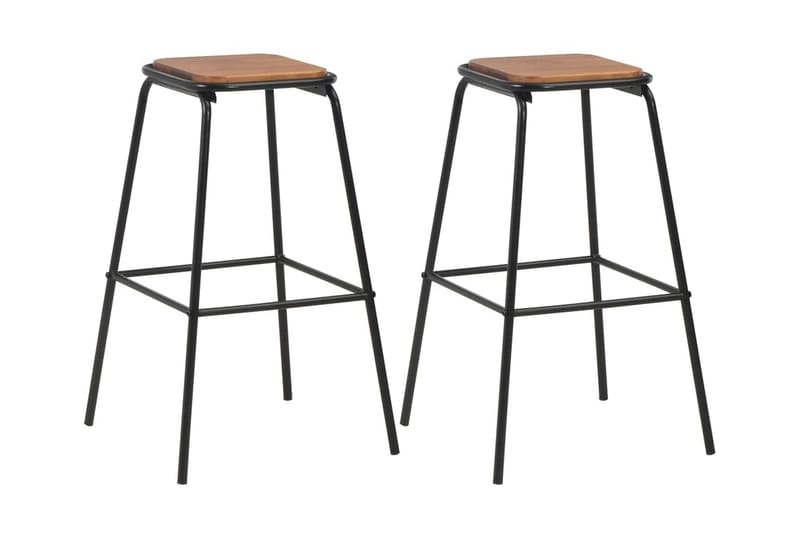 Barstolar 2 st svart massiv furu och stål - Svart - Möbler - Stolar & fåtöljer - Barstol & barpall