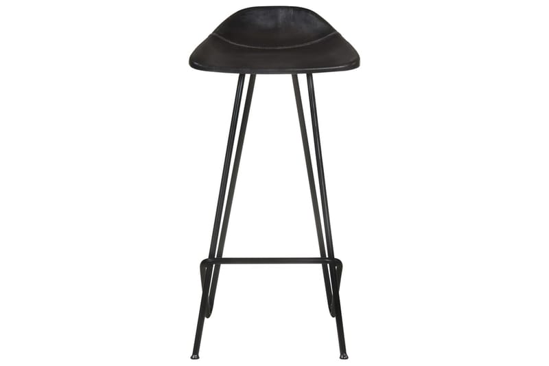 Barstolar 4 st svart äkta skinn - Svart - Möbler - Stolar & fåtöljer - Barstol & barpall
