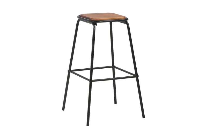 Barstolar 4 st svart massiv furu och stål - Brun - Möbler - Stolar & fåtöljer - Barstol & barpall