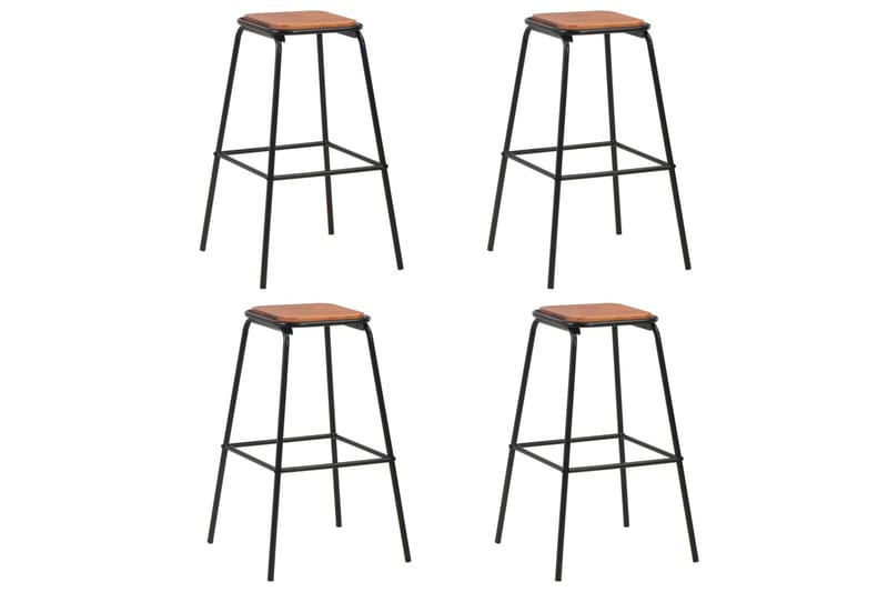 Barstolar 4 st svart massiv furu och stål - Brun - Möbler - Stolar & fåtöljer - Barstol & barpall