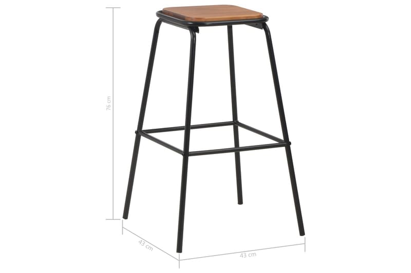 Barstolar 4 st svart massiv furu och stål - Brun - Möbler - Stolar & fåtöljer - Barstol & barpall