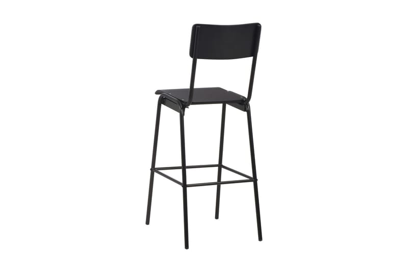 Barstolar 4 st svart massiv plywood stål - Svart - Möbler - Stolar & fåtöljer - Barstol & barpall