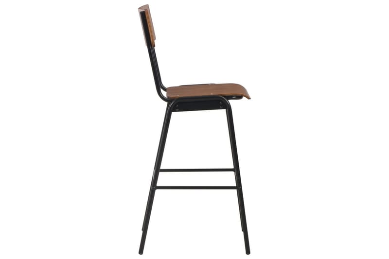 Barstolar 4 st vit massiv plywood stål - Brun - Möbler - Stolar & fåtöljer - Barstol & barpall