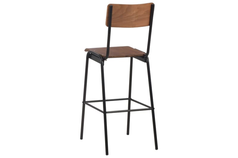 Barstolar 4 st vit massiv plywood stål - Brun - Möbler - Stolar & fåtöljer - Barstol & barpall