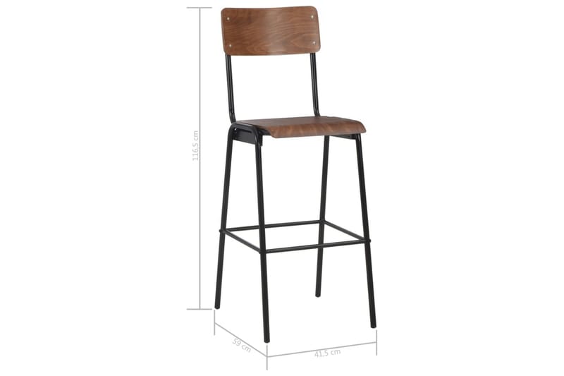 Barstolar 4 st vit massiv plywood stål - Brun - Möbler - Stolar & fåtöljer - Barstol & barpall