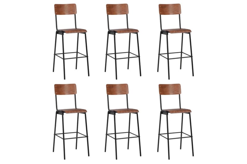 Barstolar 6 st massiv plywood stål - Brun - Möbler - Stolar & fåtöljer - Barstol & barpall