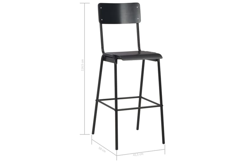 Barstolar 6 st svart massiv plywood stål - Svart - Möbler - Stolar & fåtöljer - Barstol & barpall