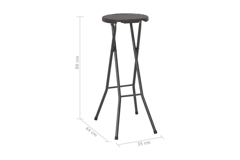 Hopfällbara barstolar 2 st HDPE och stål konstrotting brun - Brun - Möbler - Stolar & fåtöljer - Barstol & barpall
