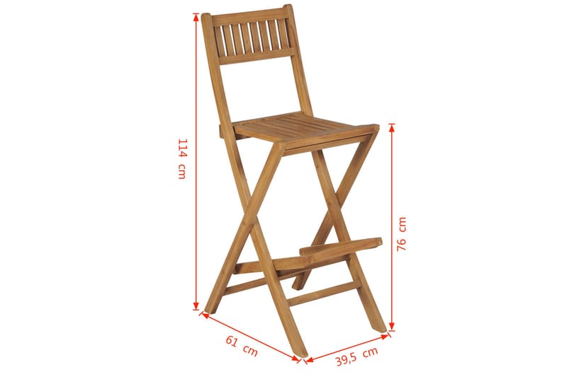 Hopfällbara barstolar 2 st massiv teak - Brun - Möbler - Stolar & fåtöljer - Barstol & barpall