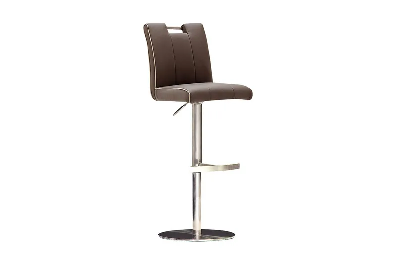 Navajo Barstol Rund Fot Konstläder, Brun/Stål