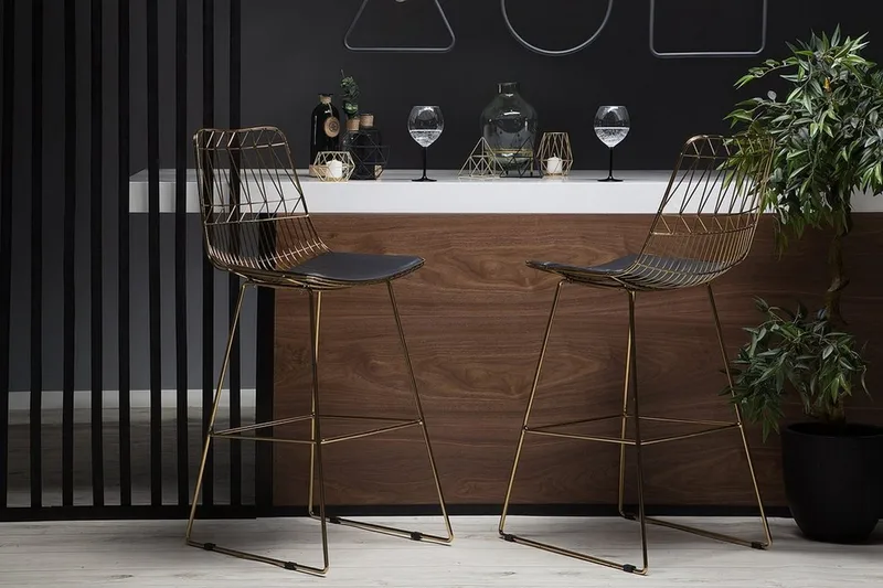 Set med 2 barstolar PRESTON Metall Guld 48cm - Guld - Möbler - Stolar & fåtöljer - Barstol & barpall