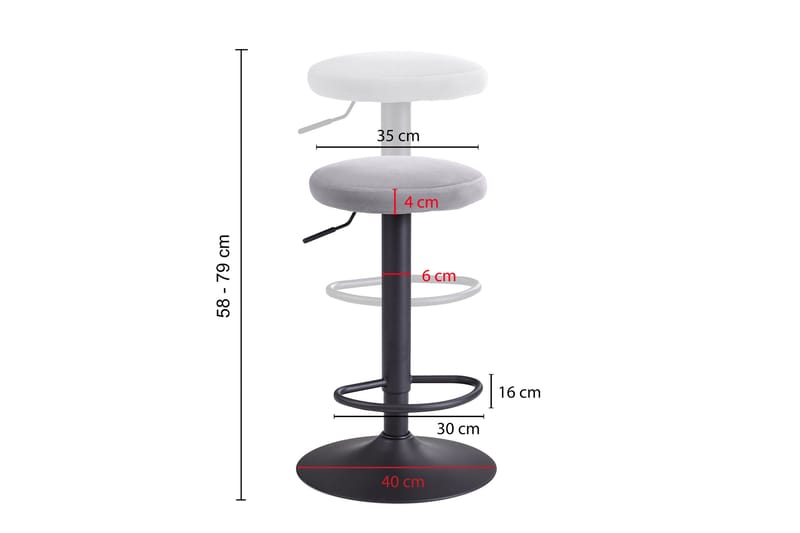 Willowdale Barstol - Ljusgrå/Svart - Barstol & barpall