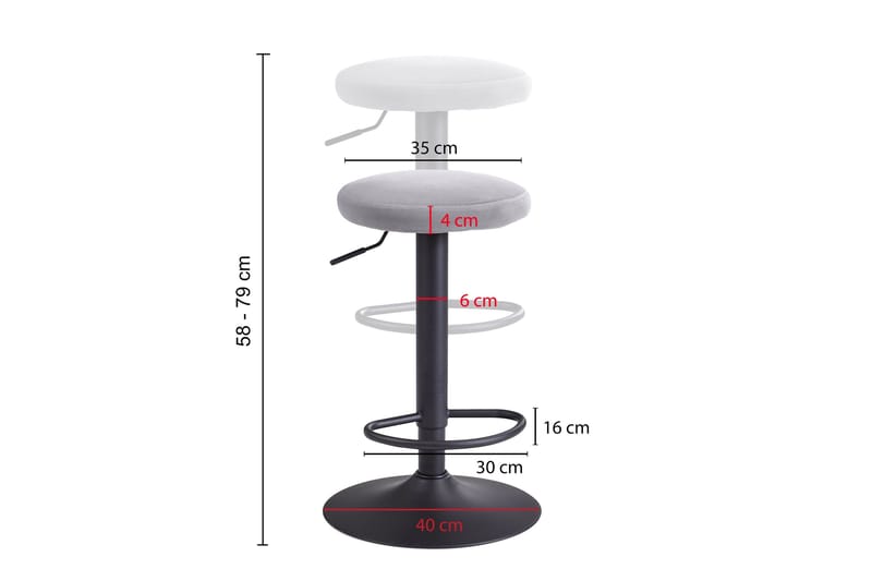 Willowdale Barstol - Ljusgrå/Svart - Möbler - Stolar & fåtöljer - Barstol & barpall