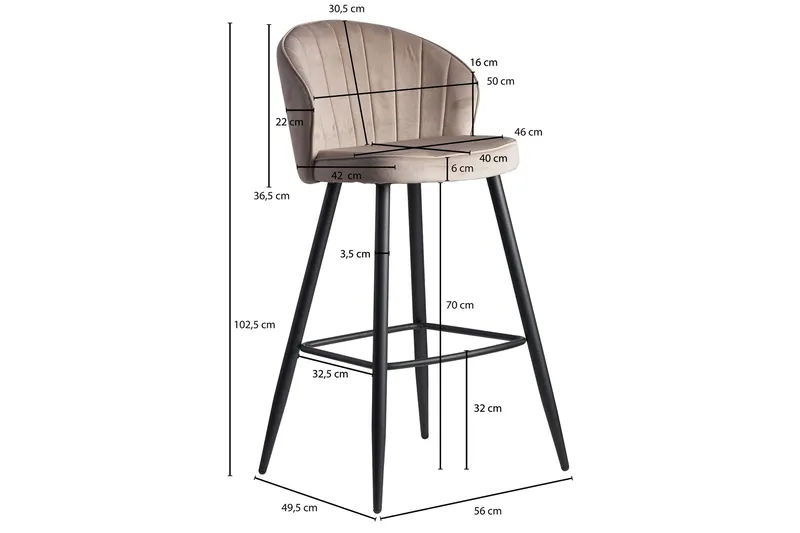 Willowdale Barstol med Ryggstöd - Krämvit/Svart - Möbler - Stolar & fåtöljer - Barstol & barpall
