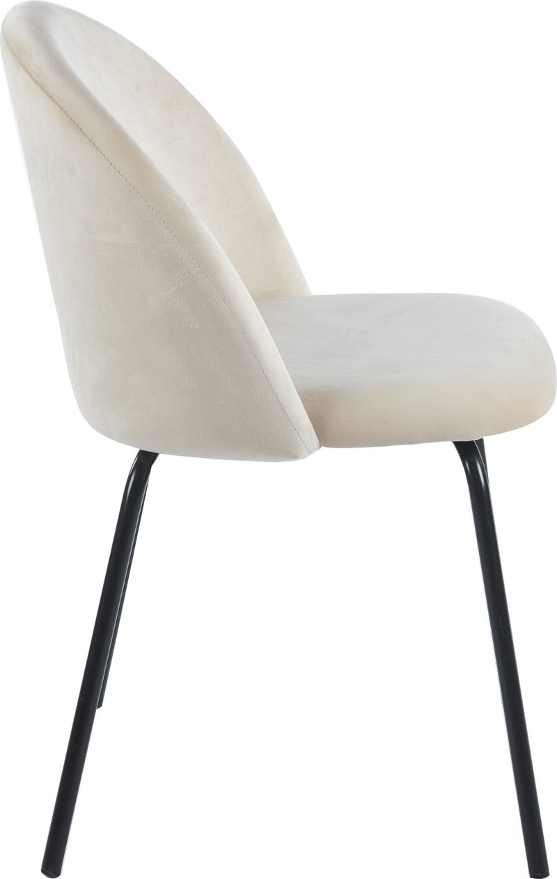 Beige stol i sammet med svarta ben - Astrid, Beige