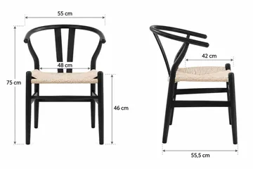 Dastoori Karmstol Matstol med Armstöd i Bokträ med Svartlaserad Ek-utseende med Flätad Sits - Ljusbeige - Möbler - Stolar & fåtöljer - Matstol & köksstol