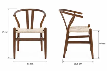 Dastoori Karmstol Matstol med Armstöd i Bokträ med Valnötsutseende med flätad sits - Ljusbeige - Möbler - Stolar & fåtöljer - Matstol & köksstol