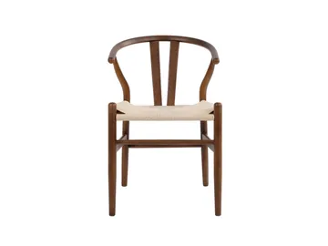 Dastoori Karmstol Matstol med Armstöd i Bokträ med Valnötsutseende med flätad sits - Ljusbeige - Möbler - Stolar & fåtöljer - Matstol & köksstol