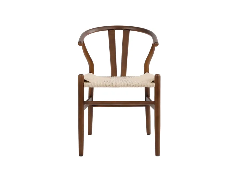 Dastoori Karmstol Matstol med Armstöd i Bokträ med Valnötsutseende med flätad sits - Ljusbeige - Möbler - Stolar & fåtöljer - Matstol & köksstol