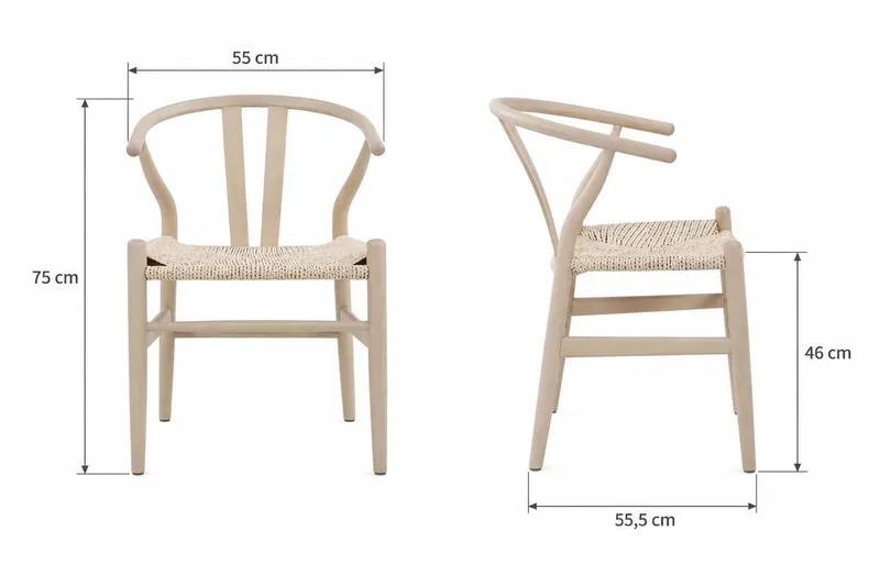 Dastoori Karmstol Matstol med Armstöd i Bokträ med Vitlaserad Ek-utseende med Flätad Sits - Beige - Möbler - Stolar & fåt öljer - Matstol & köksstol
