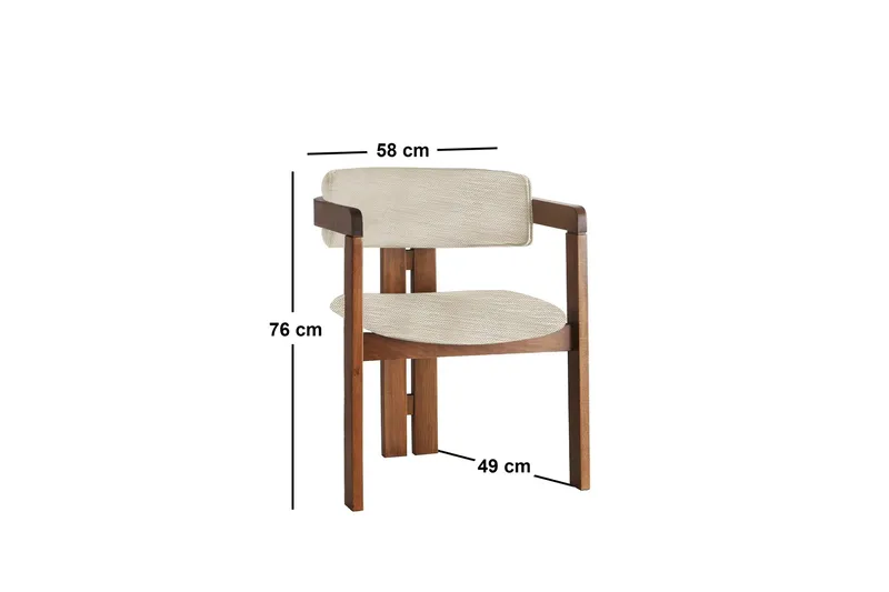 Dellon Karmstol - Ljusgrå/Valnöt - Möbler - Stolar & fåtöljer - Matstol & köksstol