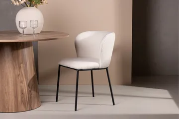 Edina Matstol i Bouclé med Metallben - Offwhite - Möbler - Stolar & fåtöljer - Matstol & köksstol