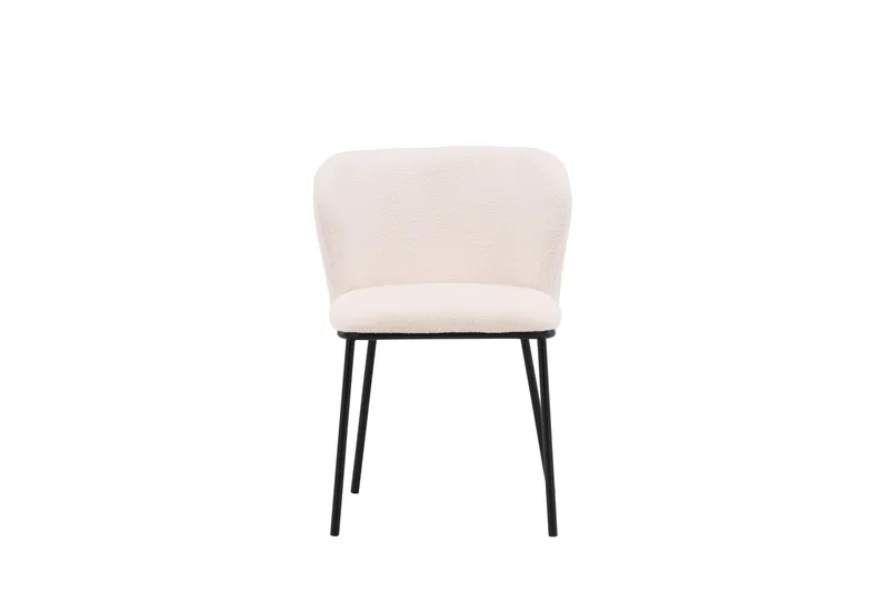 Edina Matstol i Bouclé med Metallben, Offwhite