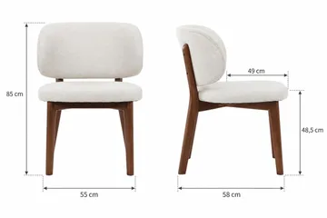 Eira Matstol & Köksstol i Trä med Valnötsutseende med rundad rygg och tygsits - Offwhite - Möbler - Stolar & fåtöljer - Matstol & köksstol