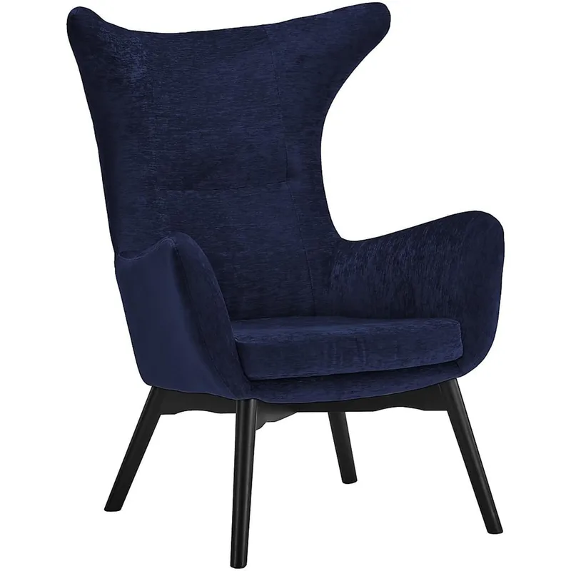 Elegant textilfåtölj med hög rygg | Mörkblå | Kim, undefined