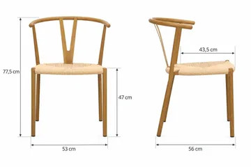 Elysia Matstol & Köksstol med Armstöd och Flätad Sits i Metall med Ekutseende - Natur - Möbler - Stolar & fåtöljer - Matstol & köksstol