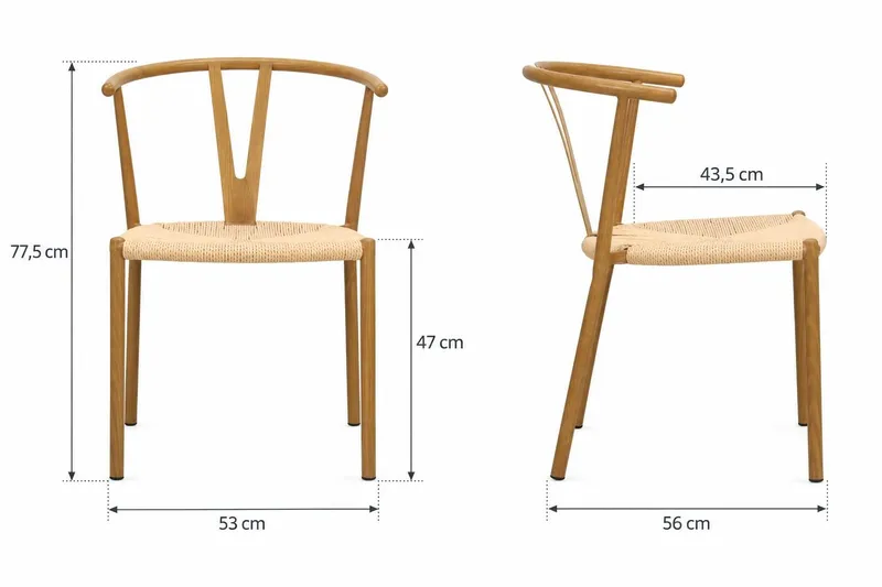 Elysia Matstol & Köksstol med Armstöd och Flätad Sits i Metall med Ekutseende - Natur - Möbler - Stolar & fåtöljer - Matstol & köksstol