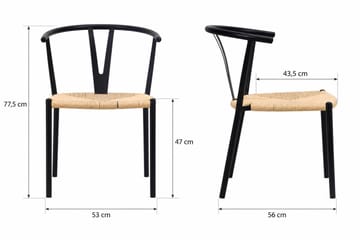 Elysia Matstol med armstöd metall och flätad sits - Svart - Möbler - Stolar & fåtöljer - Matstol & köksstol