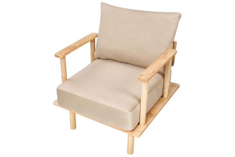 Fåtölj Asker - Sandbeige, ljust trä - Möbler - Stolar & fåtöljer - Fåtölj