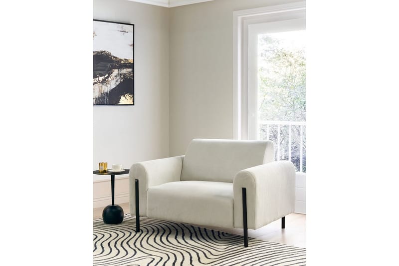 Fåtölj Askim - Off-white, Svart/Manchestertyg - Möbler - Stolar & fåtöljer - Fåtölj