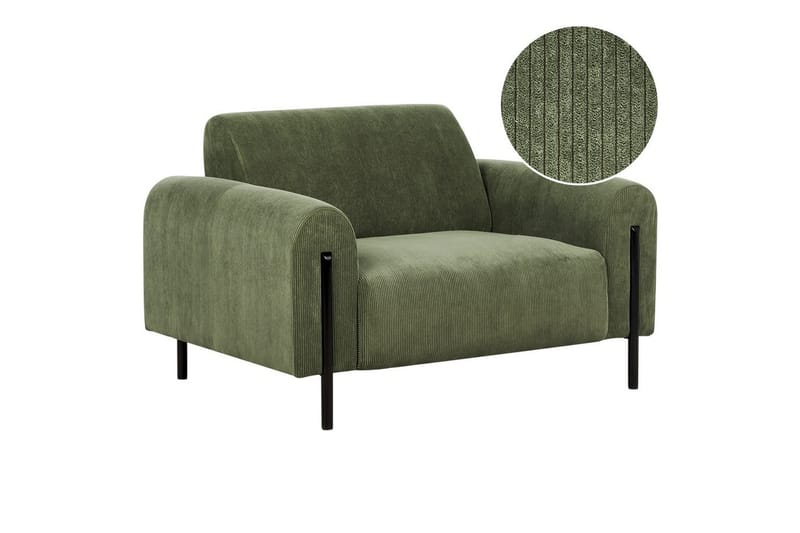 Fåtölj Askim - Olivgrön, Svart/Manchestertyg - Möbler - Stolar & fåtöljer - Fåtölj