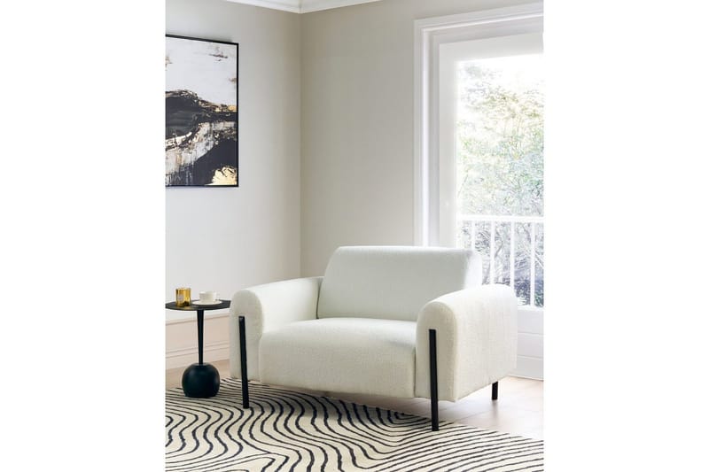Fåtölj Askim - Vit, Svart/Bouclé - Möbler - Stolar & fåtöljer - Fåtölj