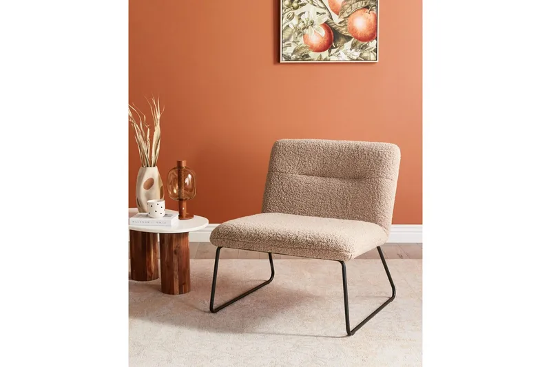 Fåtölj Cotulla - Beige, svart/Bouclé - Möbler - Stolar & fåtöljer - Fåtölj