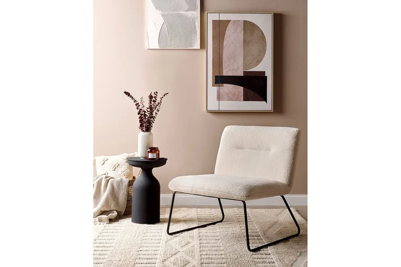 Fåtölj Cotulla - Vit, Svart/Bouclé - Möbler - Stolar & fåtöljer - Fåtölj