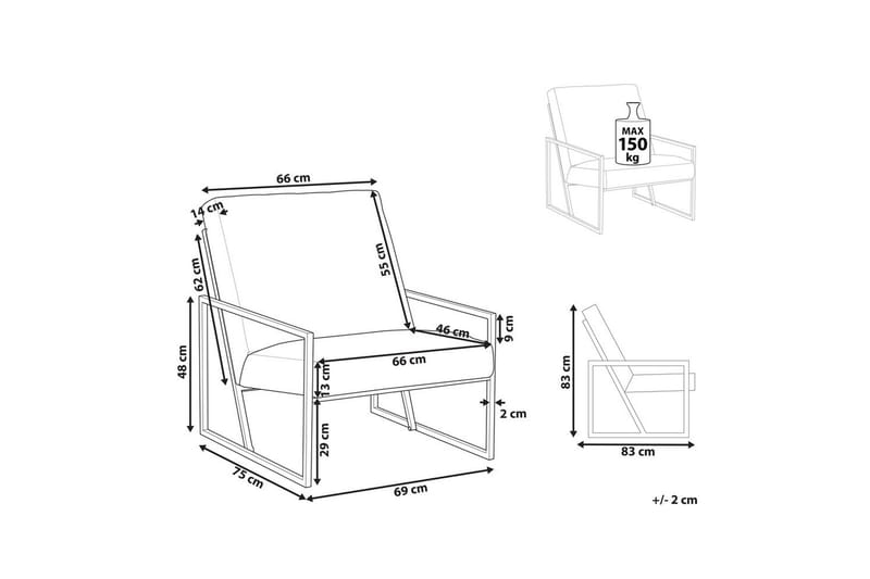 Fåtölj Delary - Beige, svart - Möbler - Stolar & fåtöljer - Fåtölj
