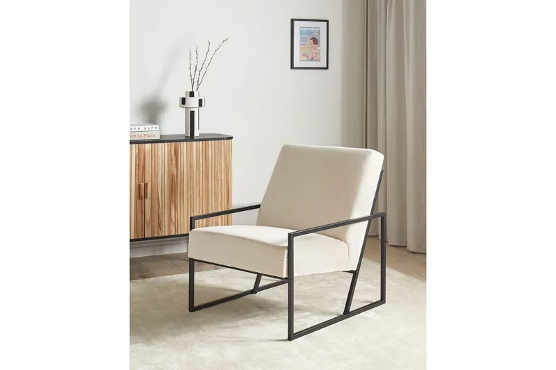 Fåtölj Delary - Beige, svart - Möbler - Stolar & fåtöljer - Fåtölj