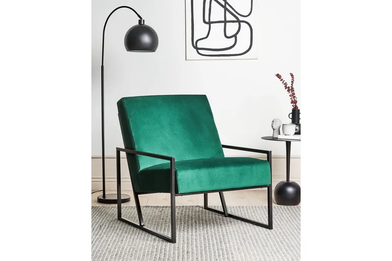 Fåtölj Delary - Grön, Svart - Möbler - Stolar & fåtöljer - Fåtölj