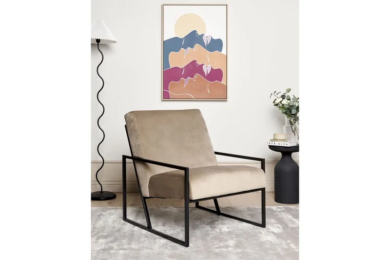 Fåtölj Delary - Taupe, svart - Möbler - Stolar & fåtöljer - Fåtölj