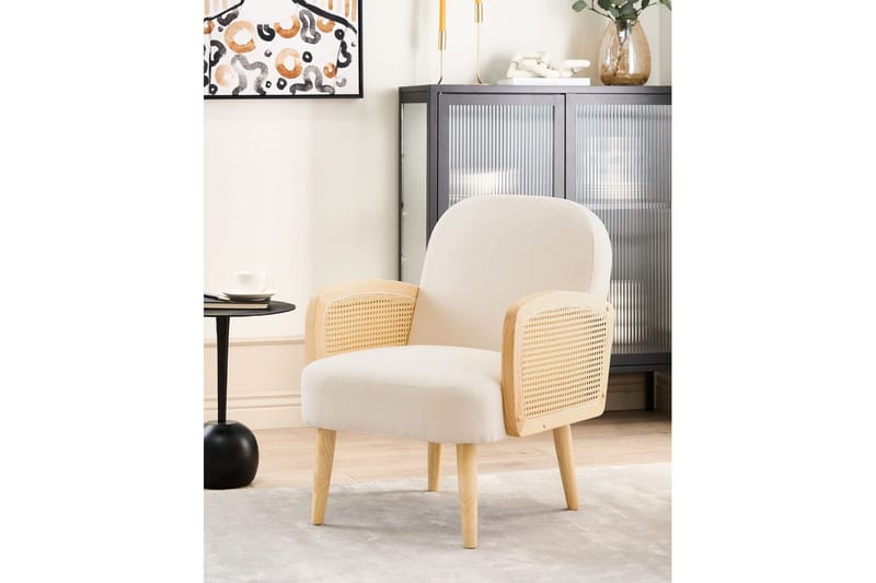 Fåtölj Dvenberg - Beige, ljust trä - Möbler - Stolar & fåtöljer - Fåtölj