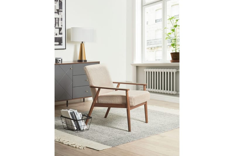 Fåtölj Esrum Beige/mörkt trä, Bouclé - Beige/mörkt trä, Bouclé - Möbler - Stolar & fåtöljer - Fåtölj