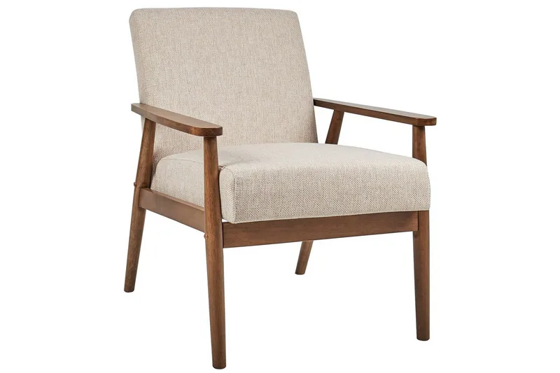 Fåtölj Esrum Beige/mörkt trä, Polyester, Beige/mörkt trä, Polyester