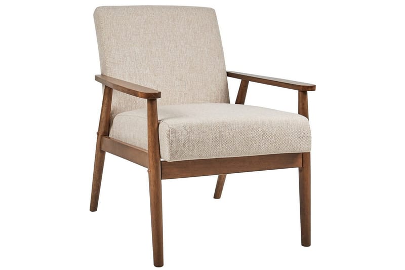 Fåtölj Esrum Beige/mörkt trä, Polyester - Beige/mörkt trä, Polyester - Möbler - Stolar & fåtöljer - Fåtölj