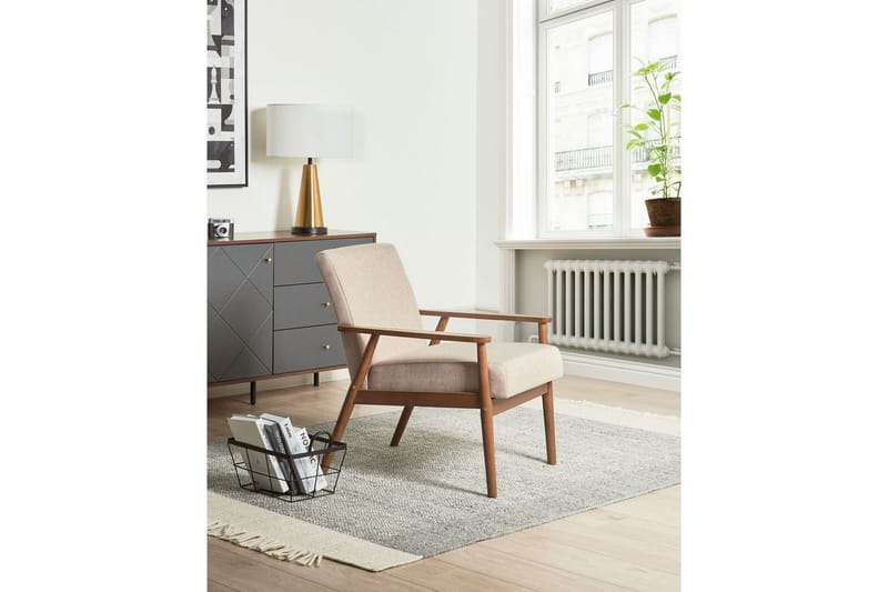 Fåtölj Esrum Beige/mörkt trä, Polyester - Beige/mörkt trä, Polyester - Möbler - Stolar & fåtöljer - Fåtölj