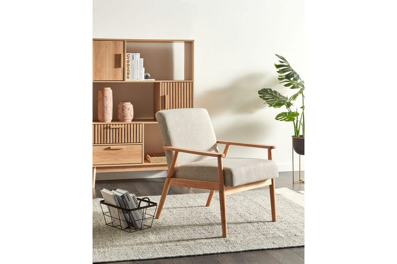 Fåtölj Esrum Grå/ljust trä, Polyester - Grå/ljust trä, Polyester - Möbler - Stolar & fåtöljer - Fåtölj