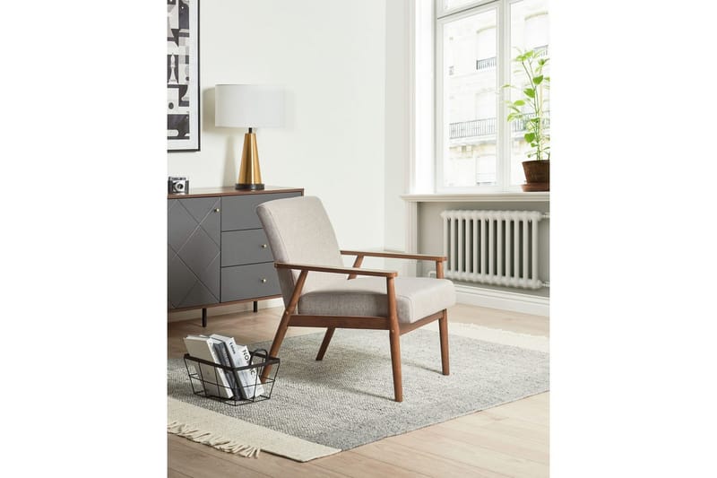 Fåtölj Esrum Grå/mörkt trä, Polyester - Grå/mörkt trä, Polyester - Möbler - Stolar & fåtöljer - Fåtölj